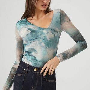 Forever 21 Cloud Wash Mesh Bodysuit